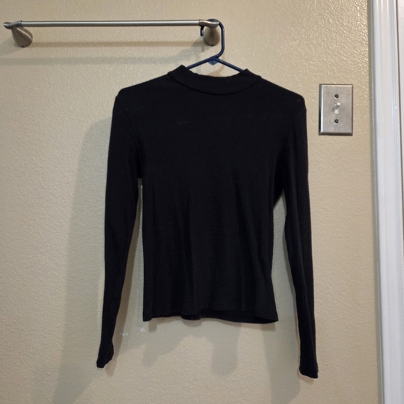 Shein Women Basics Mock Neck Rib Knit Solid Stretch Long Sleeve Top Size Medium - Picture 2 of 7